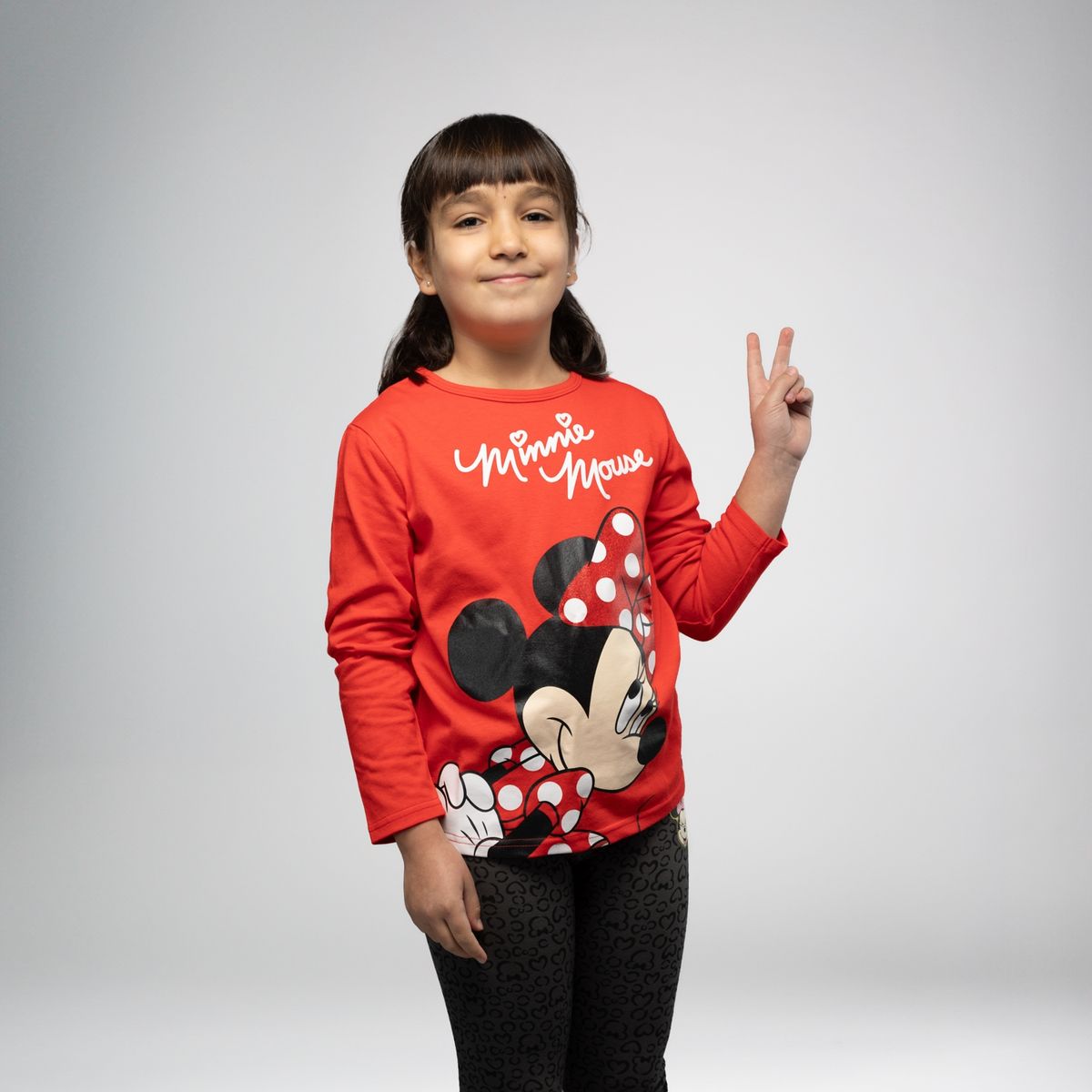 DISNEY - Polera Manga Larga Niña Minnie Happy Rojo Disney