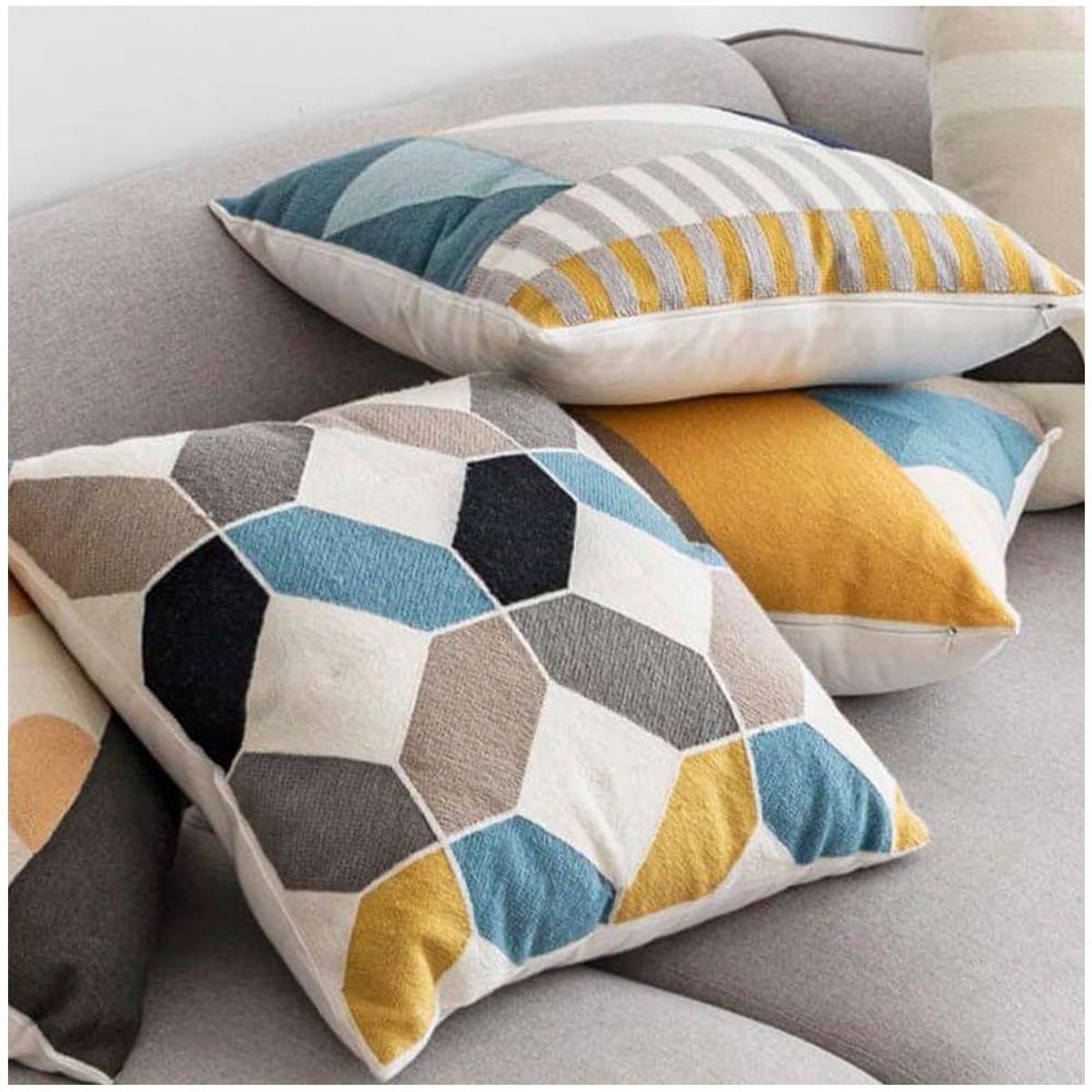 GENERICO - Pack de Fundas de Cojin Bordado 45x45