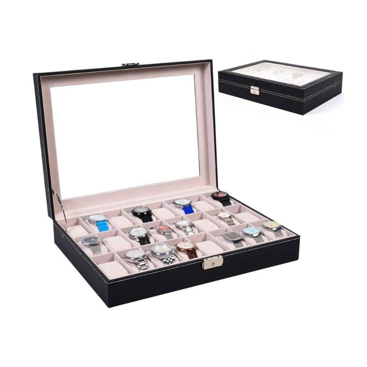 GENERICO - Organizador Estuche Caja para 24 Reloj Exhibidor de Elegantes joyas