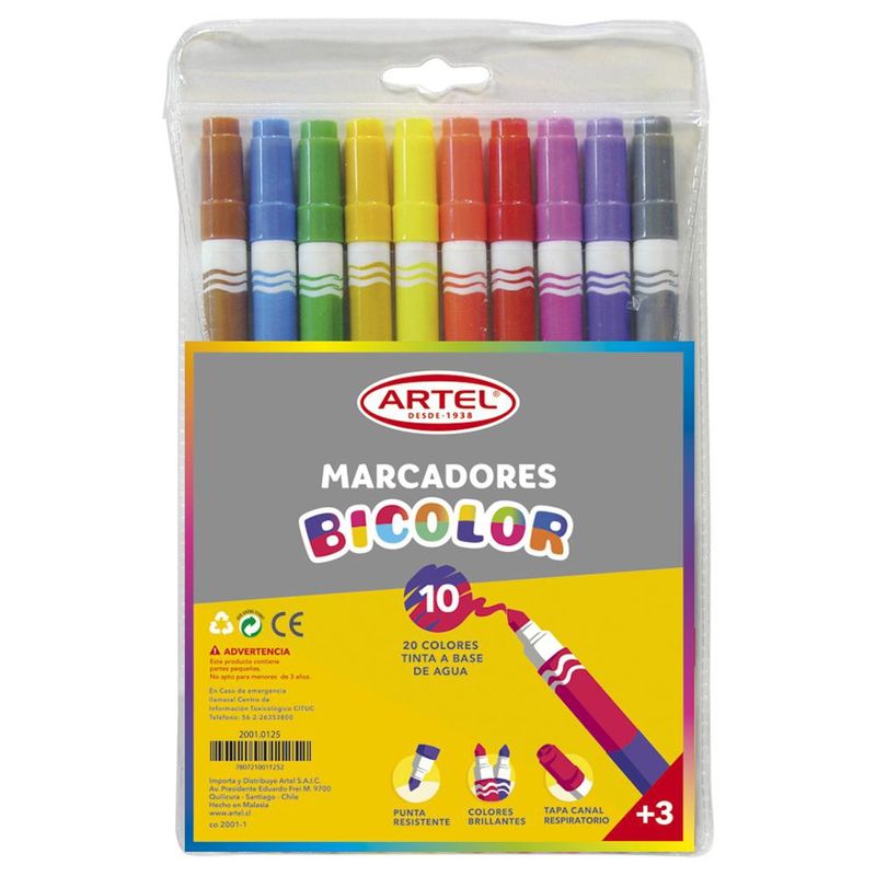 ARTEL - Estuche 10 Marcadores Bicolor Artel