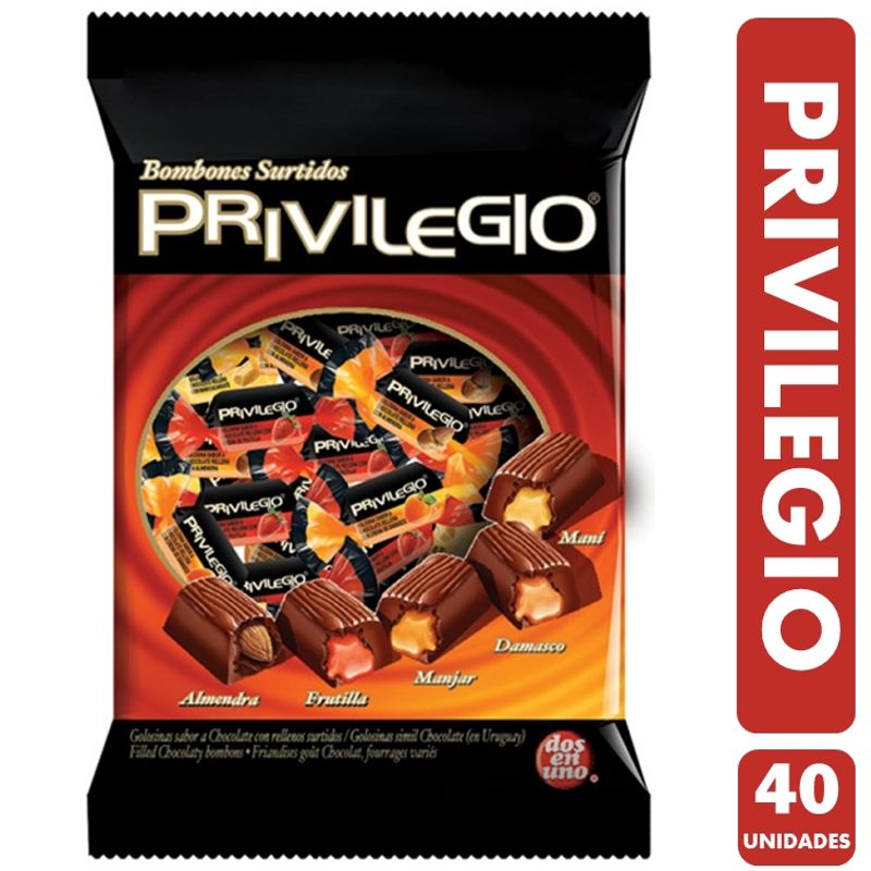 DOS EN UNO - Privilegio - Bombones Rellenos (Bolsa Con 40 Unidades)