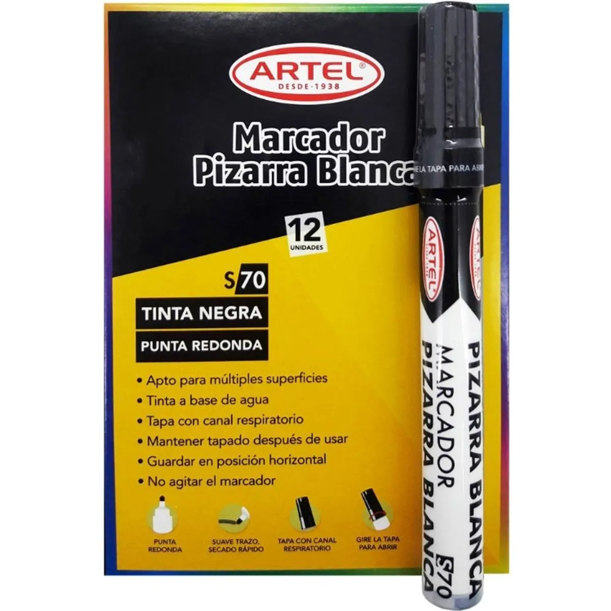 ARTEL - Caja Marcadores de pizarra color NEGRO  Artel