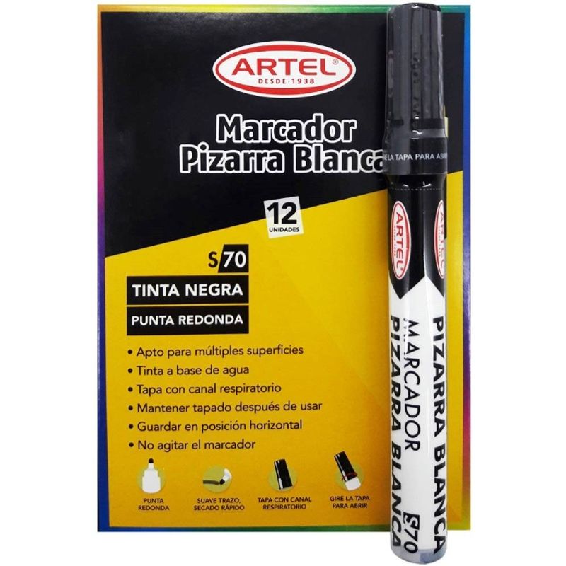 ARTEL - Caja Marcadores de pizarra color NEGRO  Artel