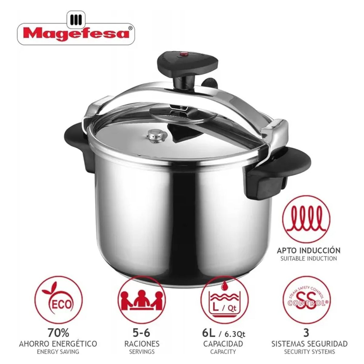 MAGEFESA - Olla A Presion Magefesa Star 6 Litros Acero Inoxidable
