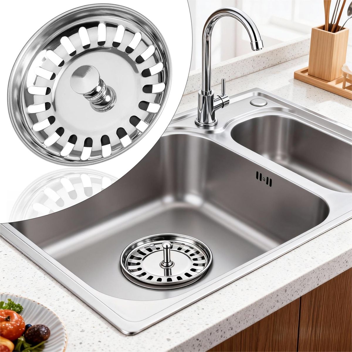 AIZO - AIZO Tapón de acero inoxidable para fregadores y lavaplatos