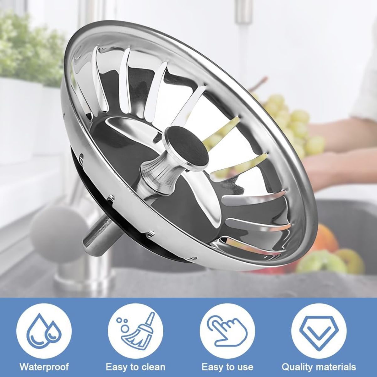 AIZO - AIZO Tapón de acero inoxidable para fregadores y lavaplatos