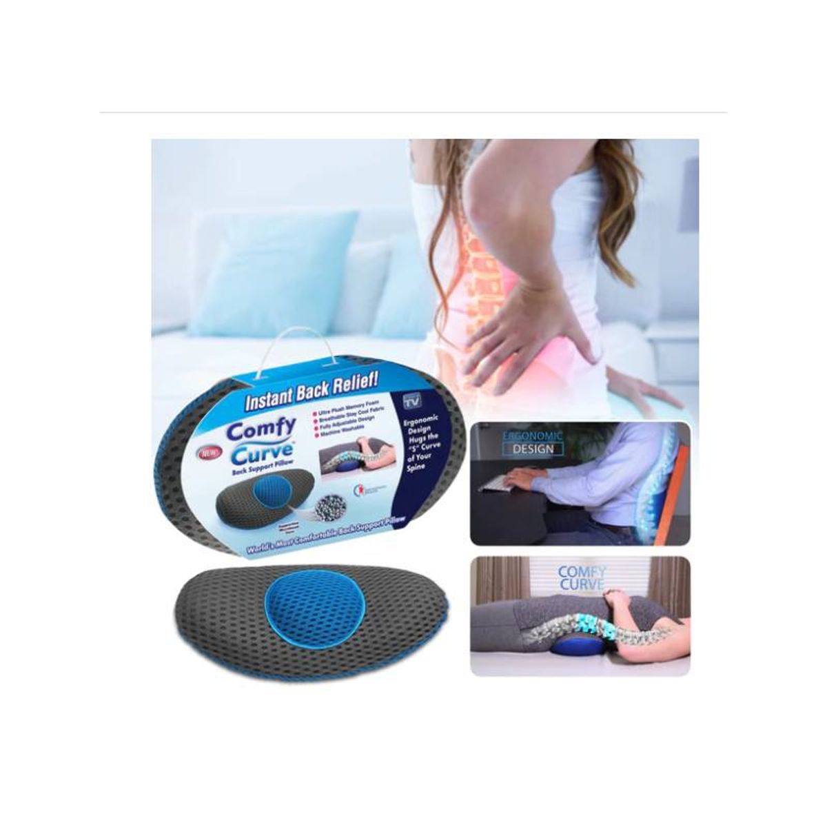 GENERICO - Almohada Ergonómica De Apoyo Lumbar Y Espalda Columna