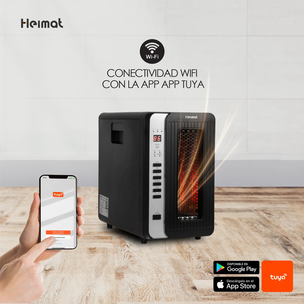 HEIMAT - Estufa Eléctrica Con Wifi Calefactor Infrarrojo Hc-90 Heimat