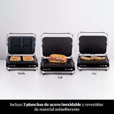 Imagen 2 del producto Plancha - parrilla, Waffles, Sandwich , Panini Let's Grill 3 en 1