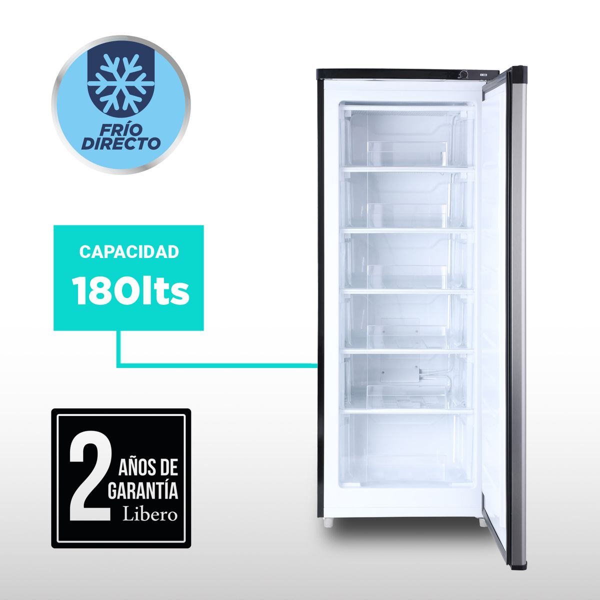 LIBERO - FREEZER VERTICAL FRIO DIRECTO 180 LTS LFV-200I INOX