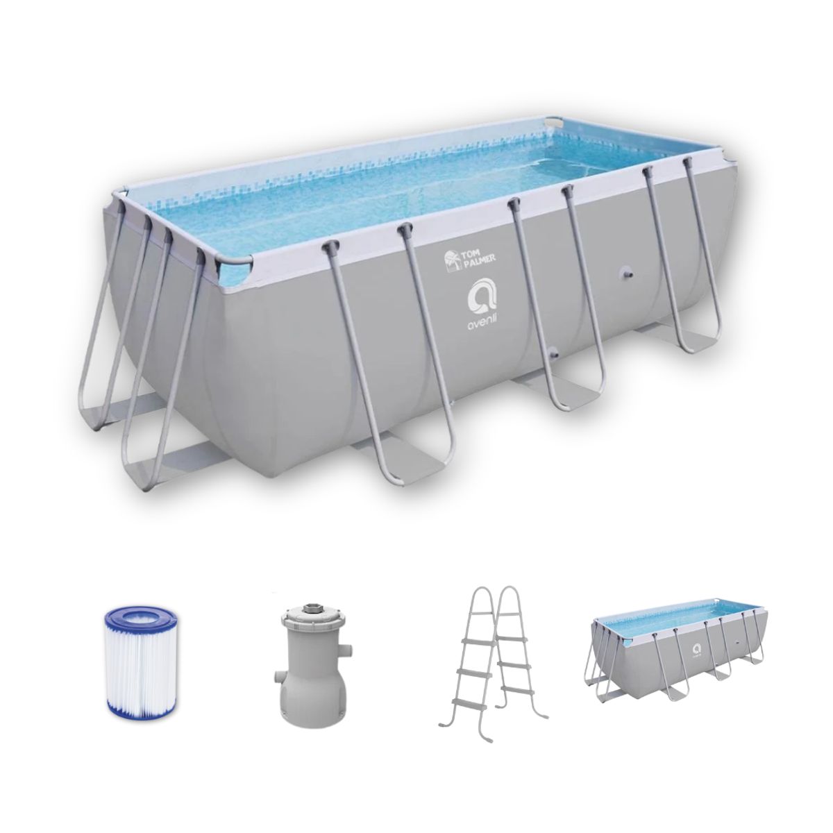 AVENLI - Piscina Estructural Rectangular Avenli 4x2.07x1.22 cm 8 m3 con Bomba y escalera