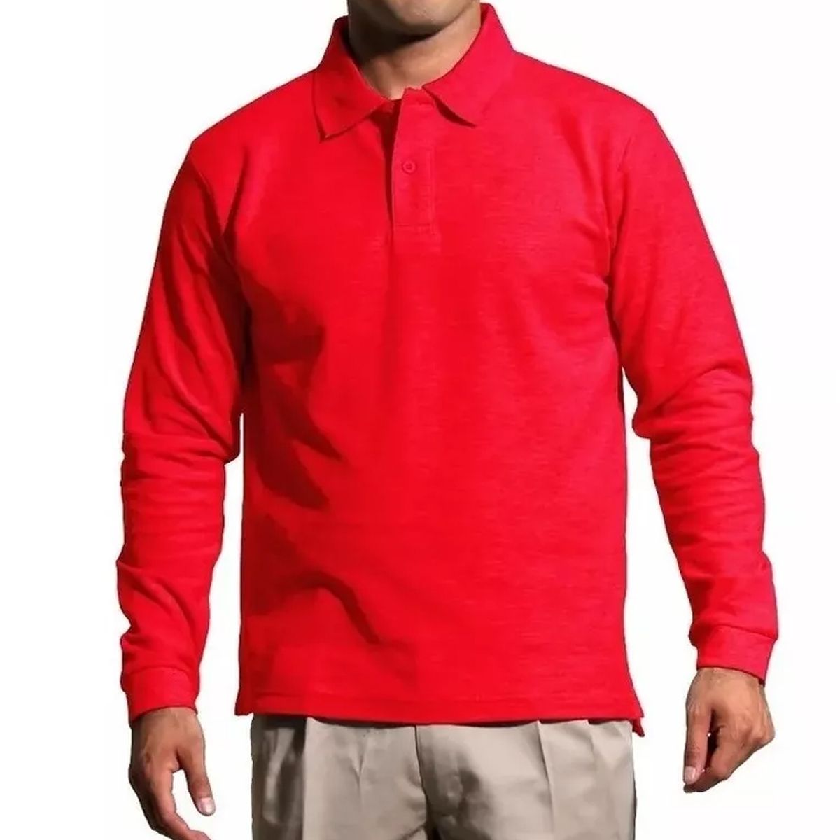 90 GRADOS - Polera Manga Larga Pique Roja Para Hombre