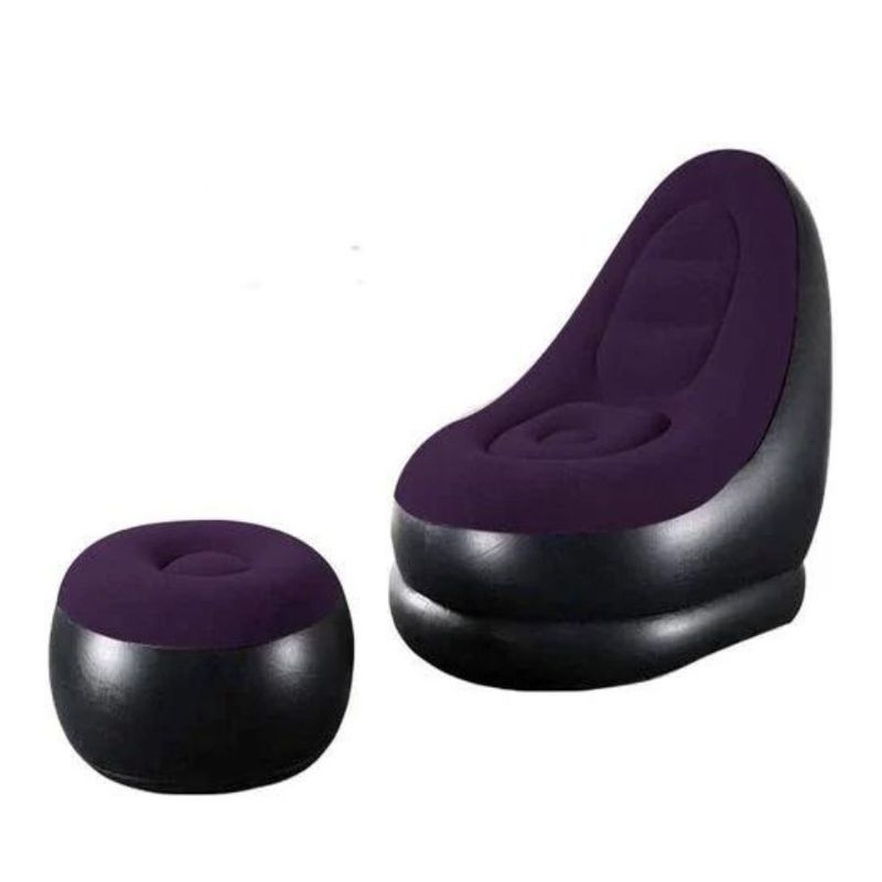 GENERICO - Sofa Silla Sillon Inflable con Reposa Pies Azul