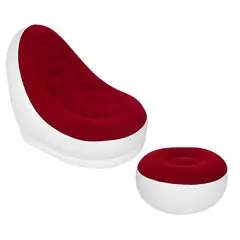 GENERICO - Sofa Silla Sillon Inflable con Reposa Pies Rojo