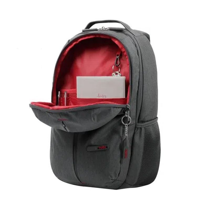 TOTTO - Mochila Gris Interior Rojo Porta Pc Totto