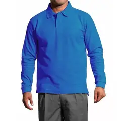 90 GRADOS - Polera Manga Larga Pique Azulina Para Hombre