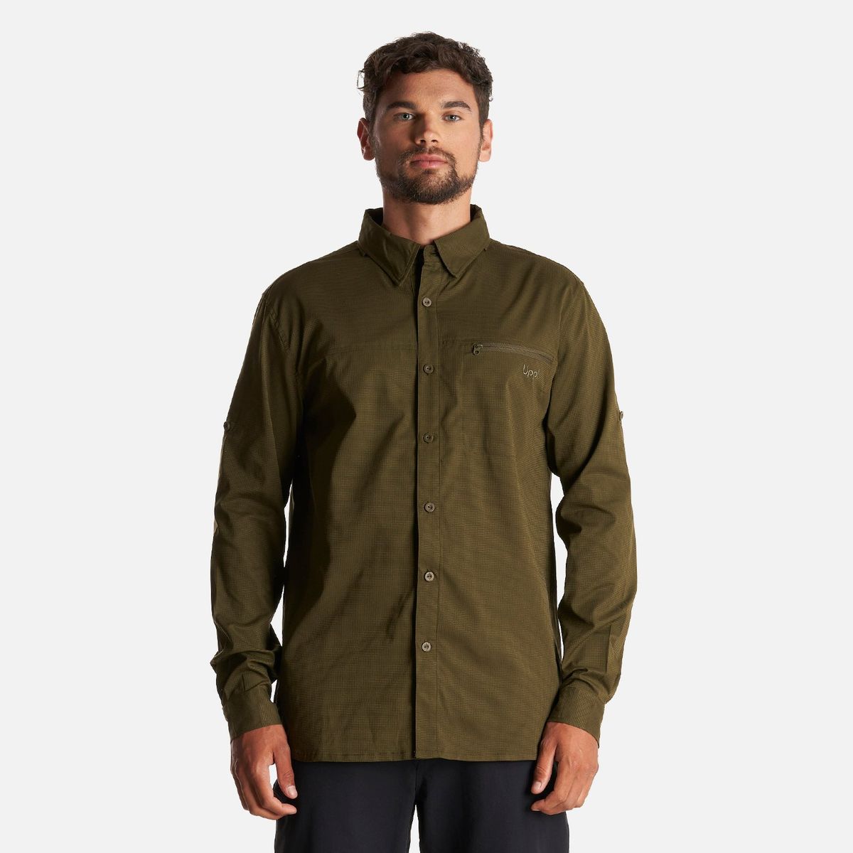 LIPPI - Camisa Hombre Rosselot Long Sleeve Q-Dry Shirt Verde Militar Lippi