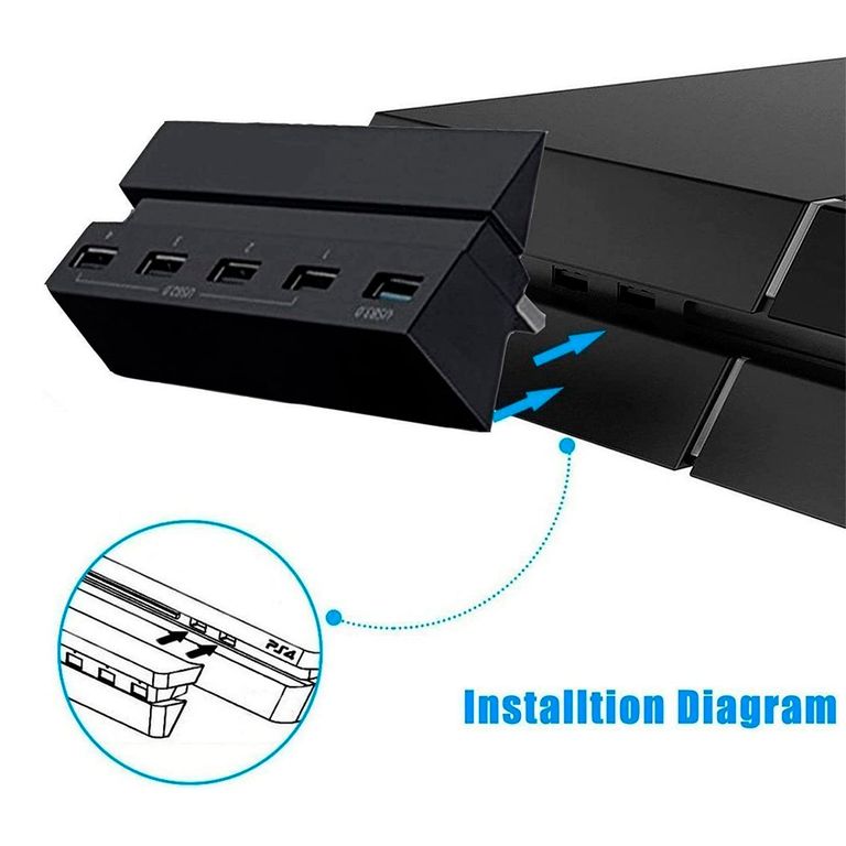 GENERICO Adaptador HUB Dobe 5 Puertos USB para PS4, 4x USB 2.0 – 1x USB 3.0