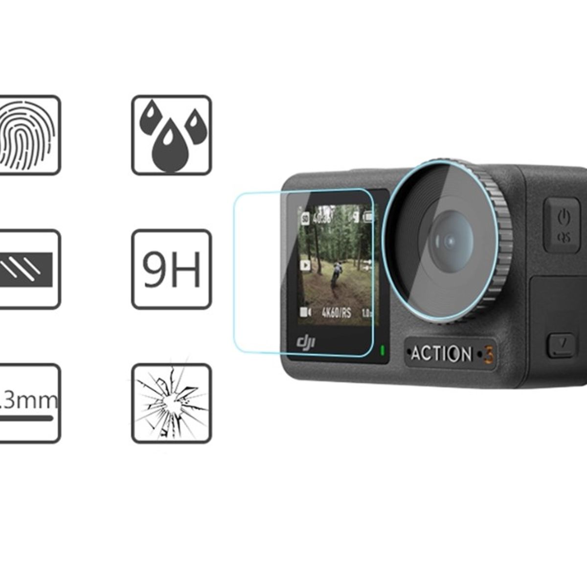 TELESIN - Laminas para DJI Osmo Action 3 / 4 - Telesin