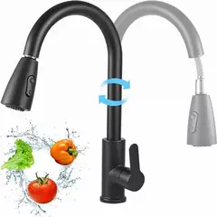 EVERSO - Llave Monomando Lavaplatos Extraíble Negra Flexible