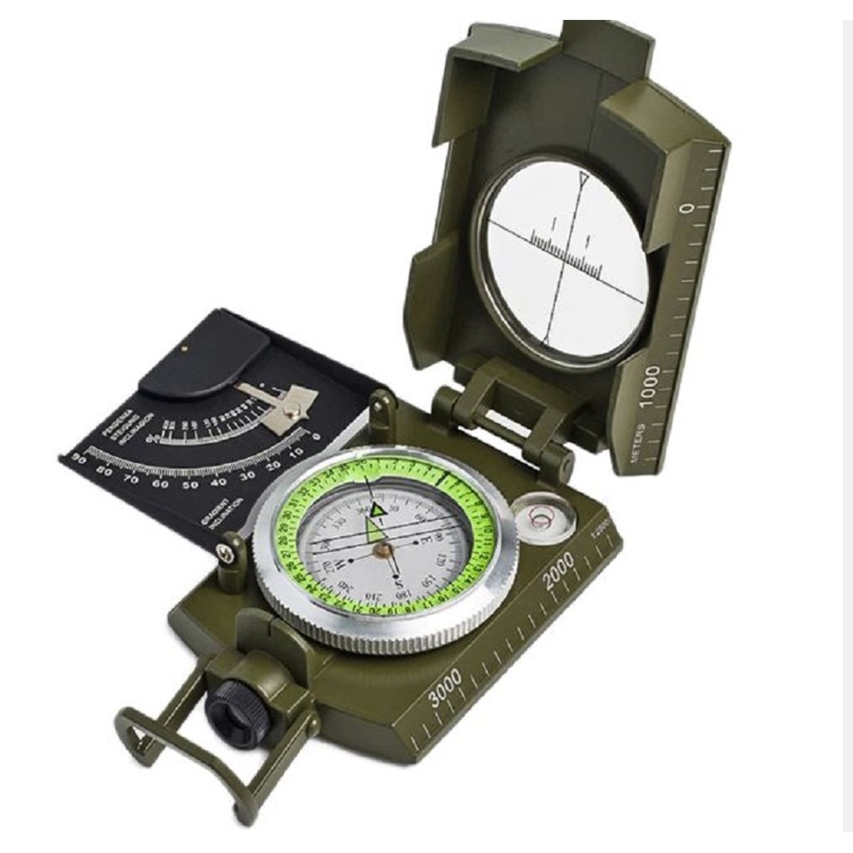 GENERICO - BRUJULA SUPERVIVENCIA COMPAS INCLINOMETRO FLUORESCENTE AA14