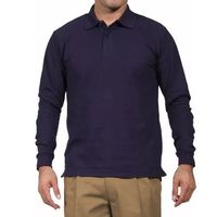 Polera Manga Larga Pique Azul Marino Para Hombre