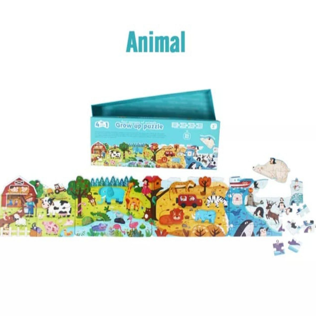 GENERICO - Puzzle Rompecabezas Animales 4 en 1 piezas grandes 94pzs