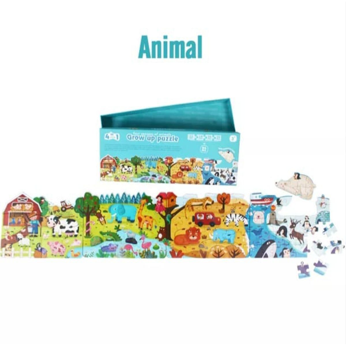 GENERICO - Puzzle Rompecabezas Animales 4 en 1 piezas grandes 94pzs