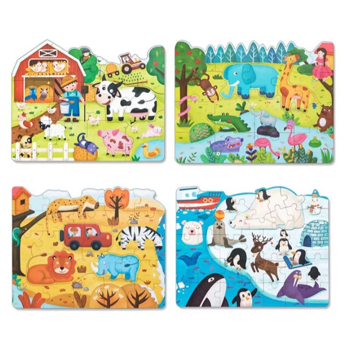 GENERICO - Puzzle Rompecabezas Animales 4 en 1 piezas grandes 94pzs