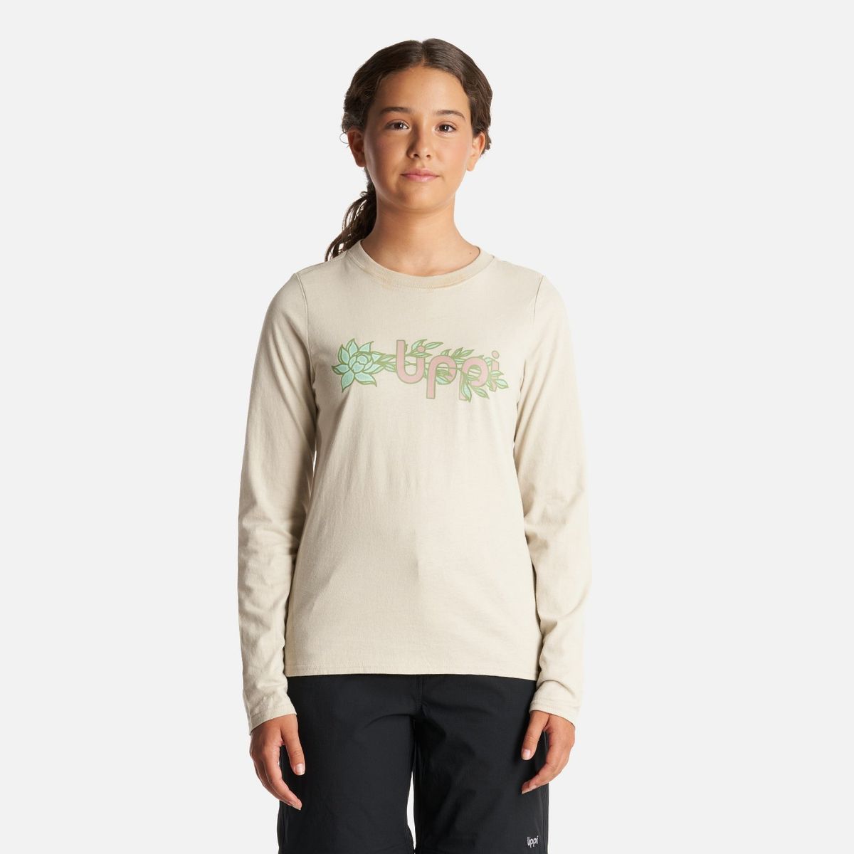 LIPPI - Polera Teen Girl Logo Lippi Long Sleeve T-Shirt Crema Lippi