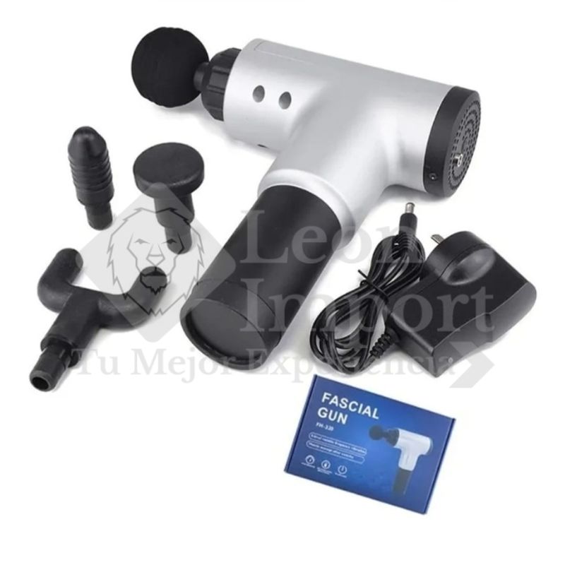 GENERICO - Masajeadora Muscular Fascial Gun 6 Velocidades 4 Cabezales