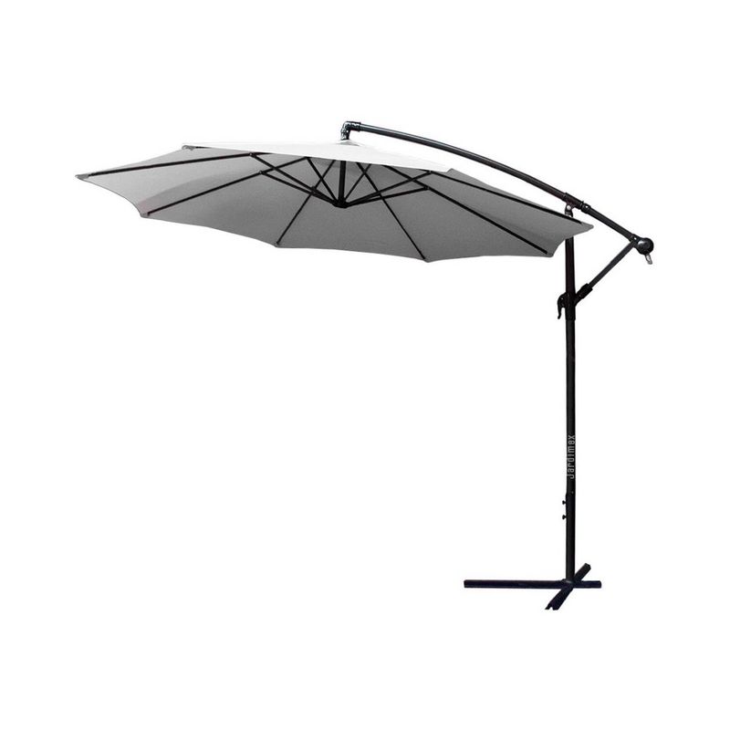 JARDIMEX - Quitasol Extensible Sombrilla Terraza 3m Pedestal Blanco