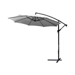 JARDIMEX - Quitasol Extensible Sombrilla Terraza 3m Pedestal Blanco