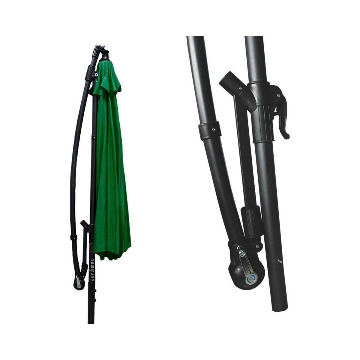 JARDIMEX - Quitasol extendible 3m soporte pedestal verde