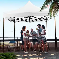 JARDIMEX - Toldo Plegable 3x3 Carpa Impermeable Protección UV Blanco