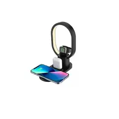 GENERICO - Base Carga Rápida Inalámbrica 4 En 1 iPhone Y Android Con Lampara