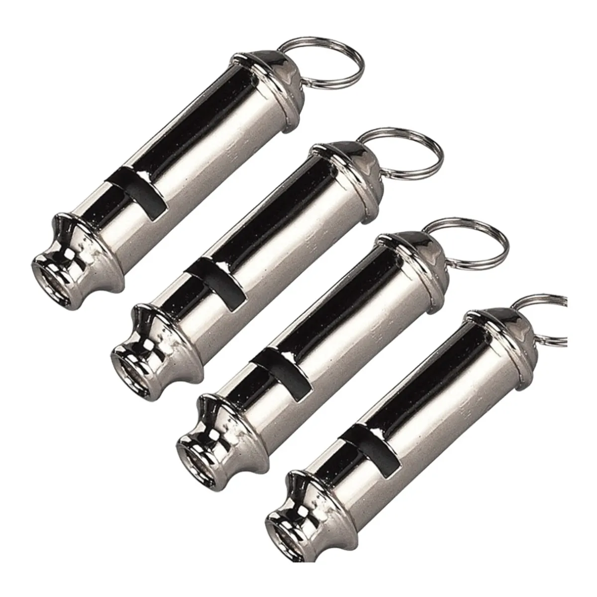 GENERICO - 4 SILBATOS EMERGENCIA TUBULAR TIPO SCOUT METALICO POTENTE AGUDO AL25