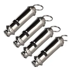 GENERICO - 4 SILBATOS EMERGENCIA TUBULAR TIPO SCOUT METALICO POTENTE AGUDO AL25
