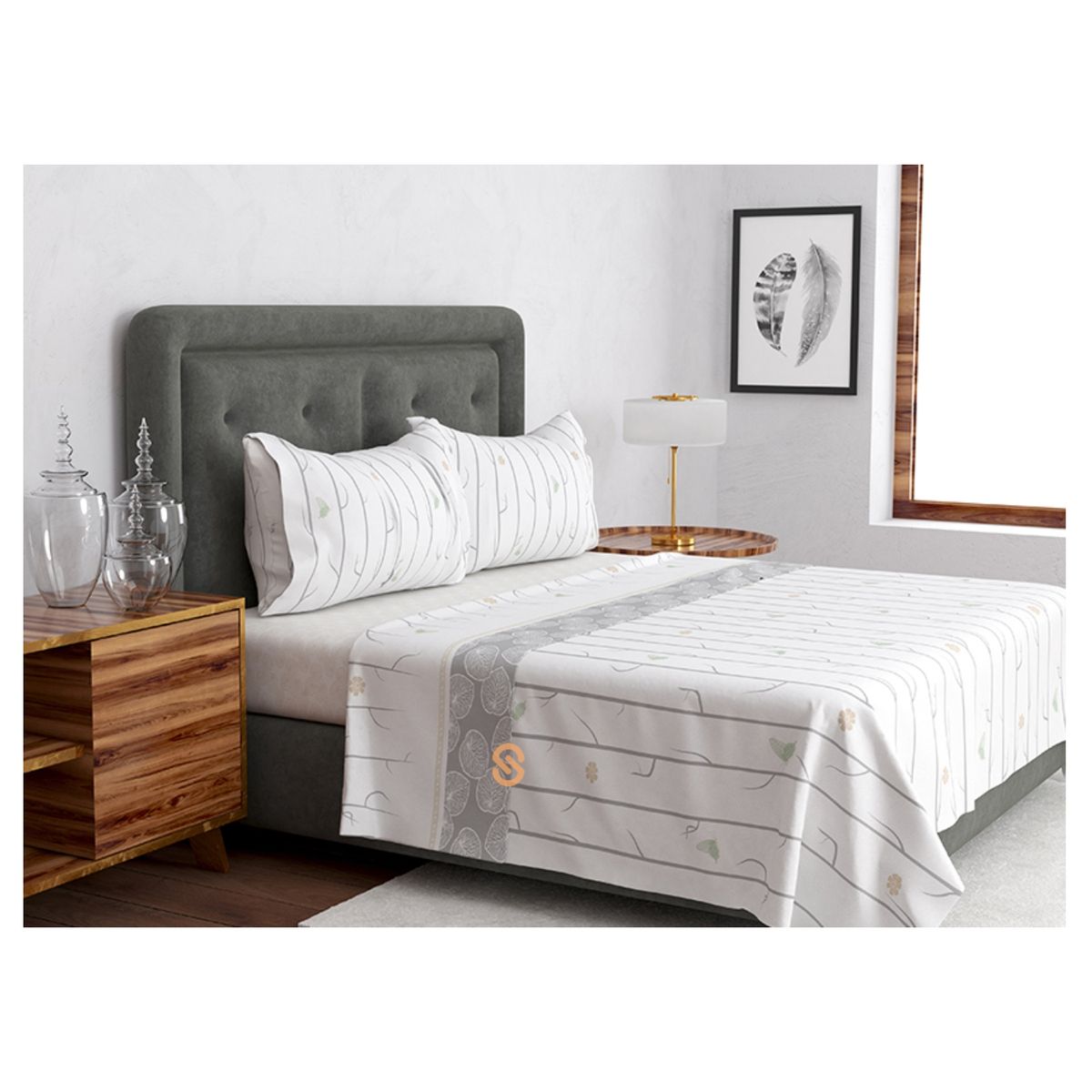 DORAL - Sábanas Estampadas 144 Hilos 2 Plazas Gris - Shopyclick