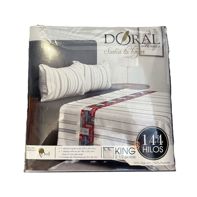 DORAL - Sábanas Estampadas 144 Hilos King Diseño Negro - Shopyclick