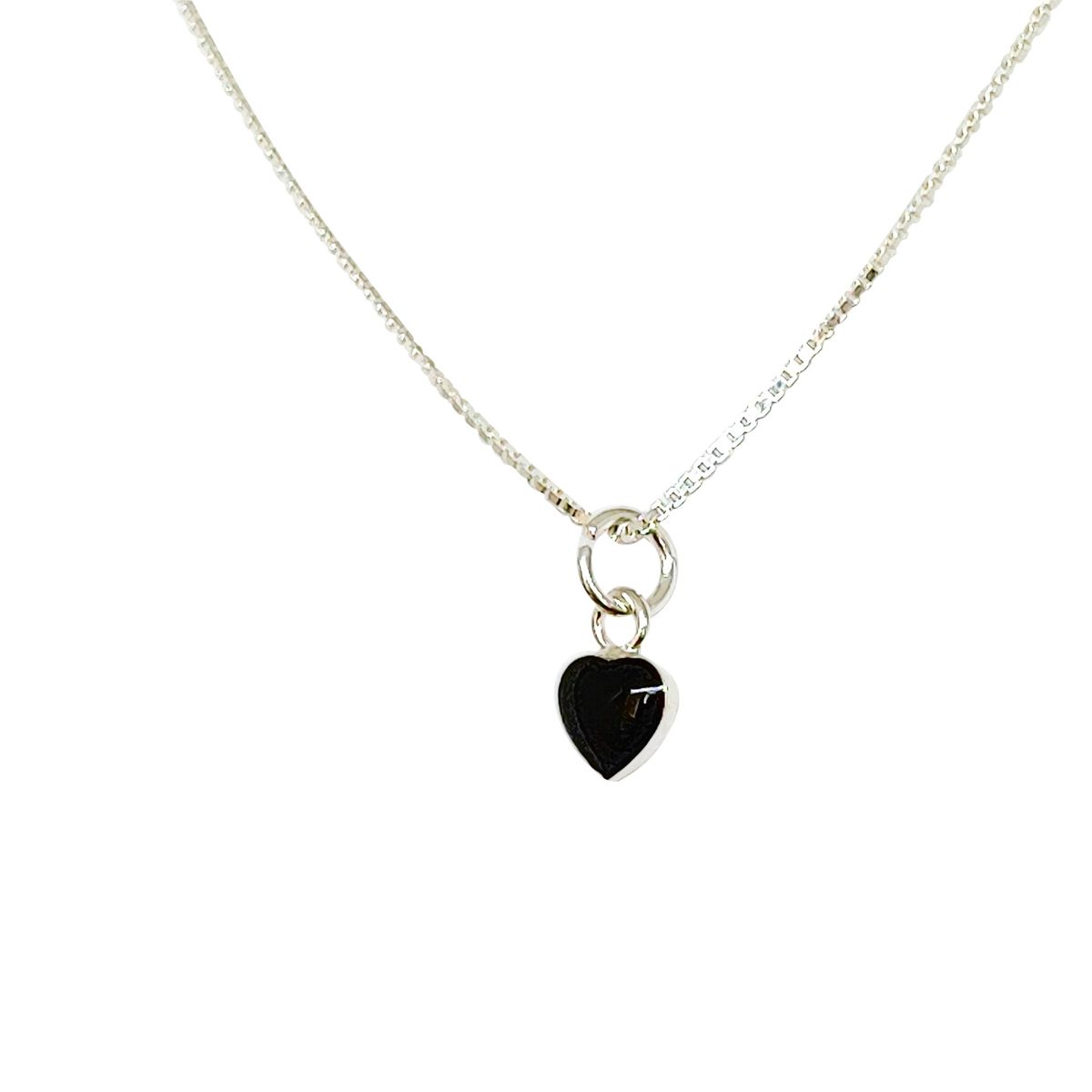 ANDREA COGGIOLA JOYAS - Collar Corazón Negro Mini Plata Fina 925