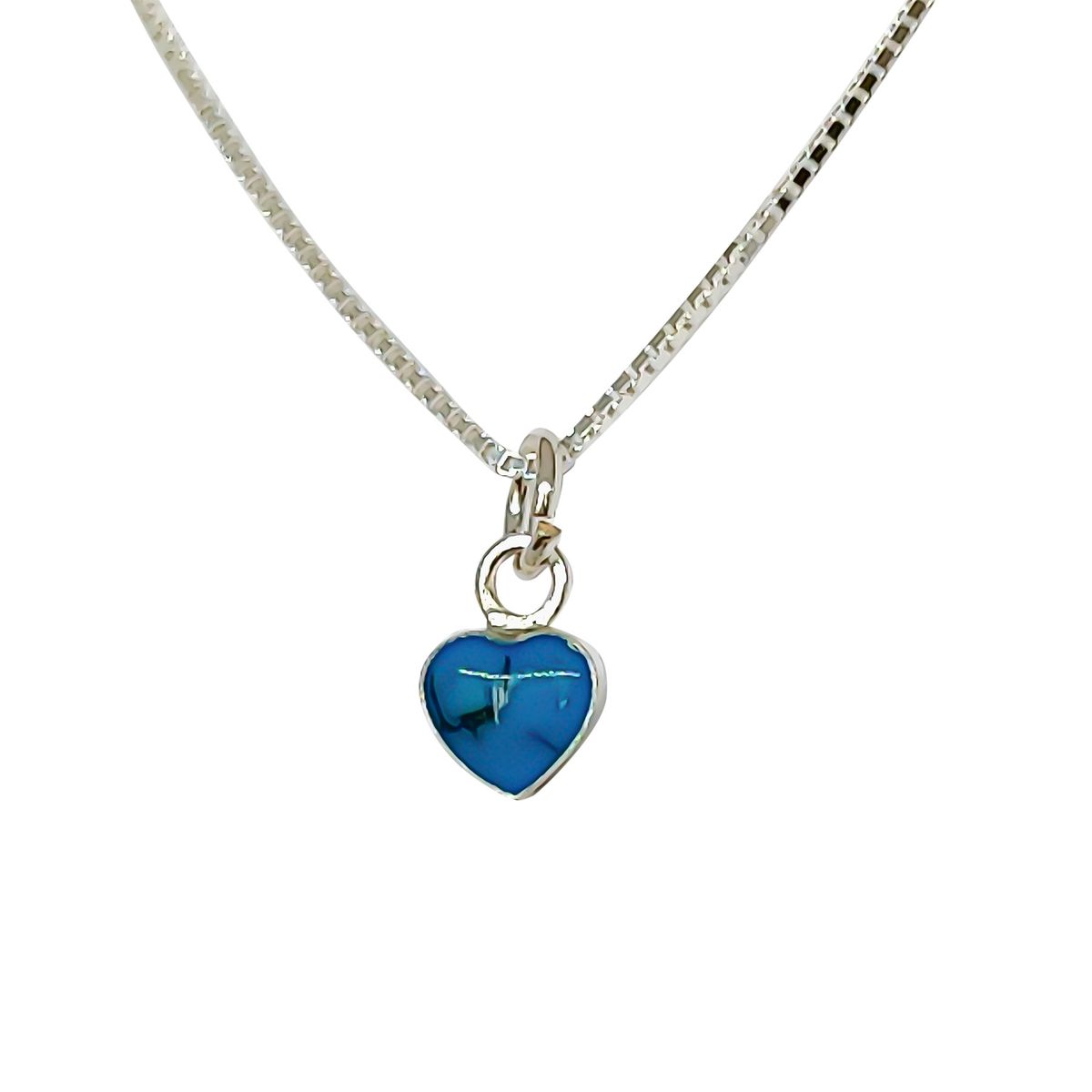 COGGIOLA - Collar Corazón Celeste Esmaltado Mini Plata Fina 925
