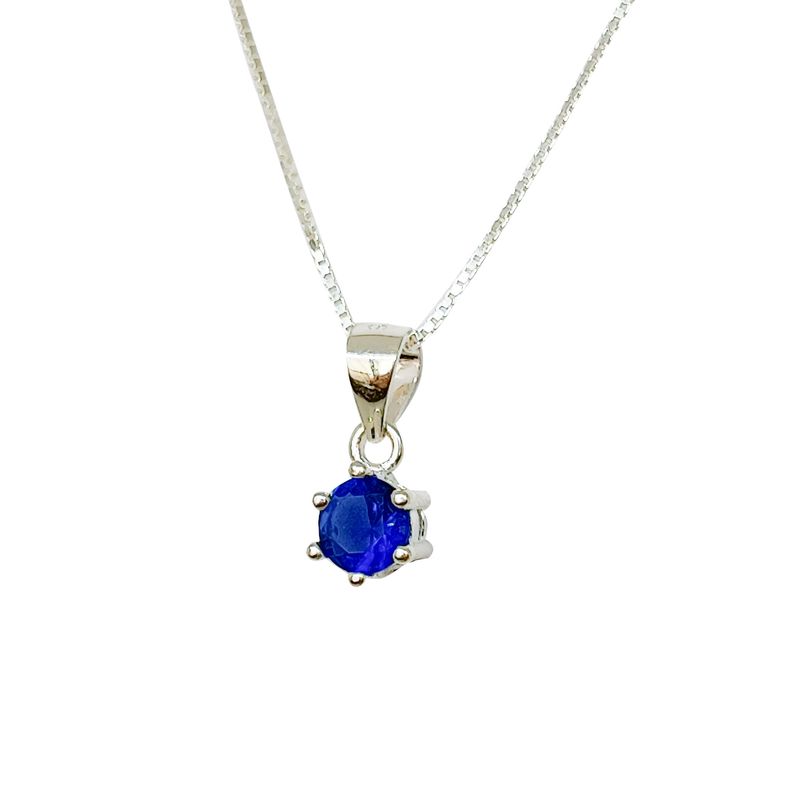 ANDREA COGGIOLA JOYAS - Collar Punto De Luz Circón Azul Grifas Plata Fina 925