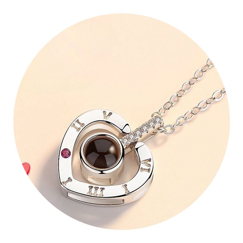 ZG JOYAS - Collar Colgante Plata S925 Corazón Te Amo En 100 Idiomas