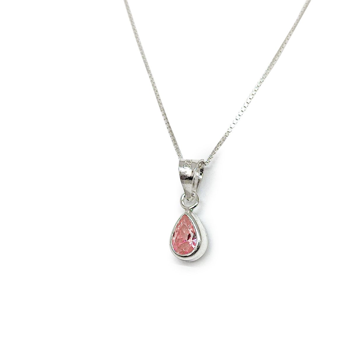 COGGIOLA - Collar Gota Circón Rosado Plata Fina 925