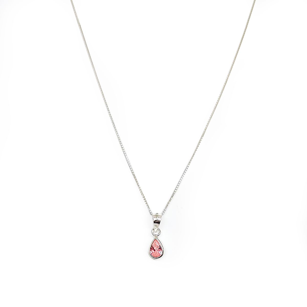 COGGIOLA - Collar Gota Circón Rosado Plata Fina 925