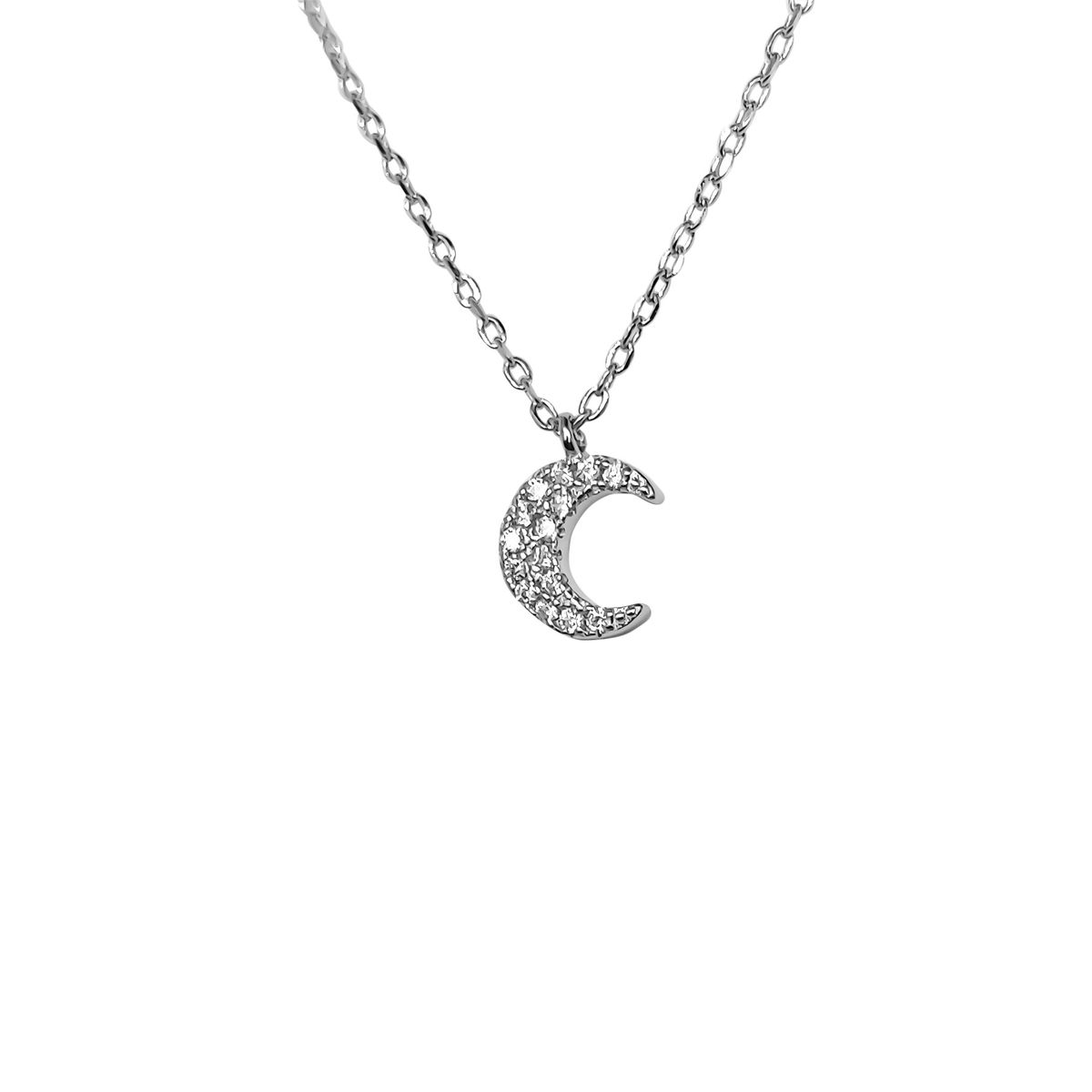 COGGIOLA - Collar Luna Circones Blancos Mini Plata Fina 925