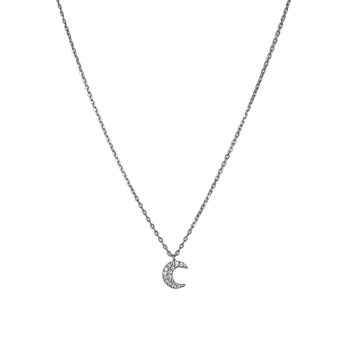 COGGIOLA - Collar Luna Circones Blancos Mini Plata Fina 925