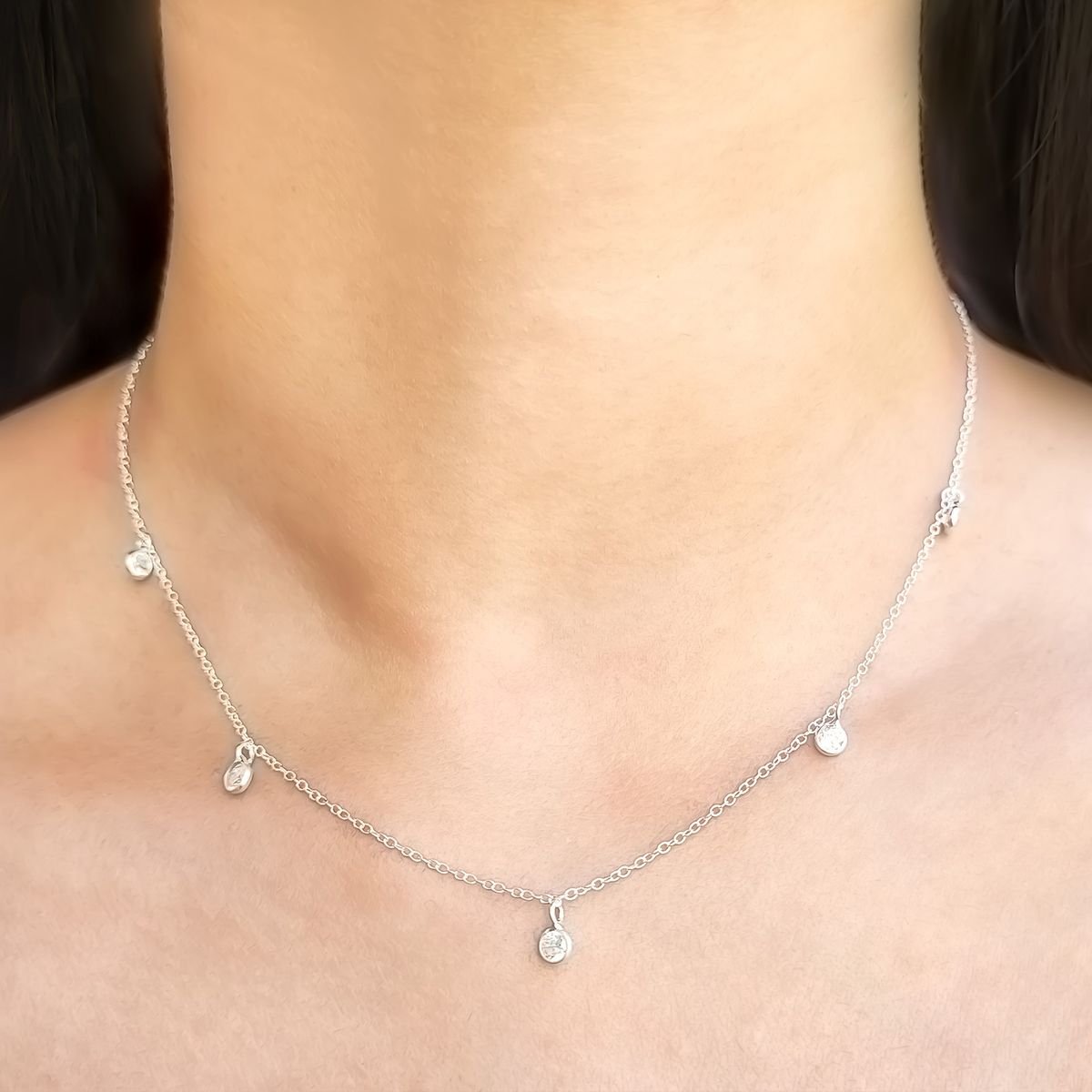 COGGIOLA - Collar Punto De Luz Arya 5 Circones Plata Fina 925