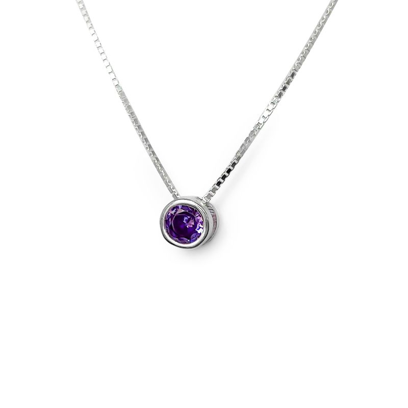 ANDREA COGGIOLA JOYAS - Collar Punto De Luz Morado 5mm Plata Fina 925